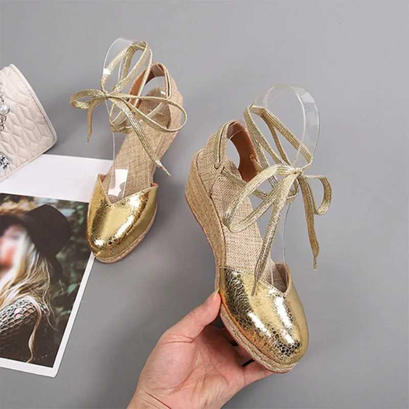 New Arrival Womens Wedge Sandals Ankle Shoulder Straps Womens Espadrillles Narrowband Closed Toes Womens Summer Shoes Womens Platform Sandals New Shoe