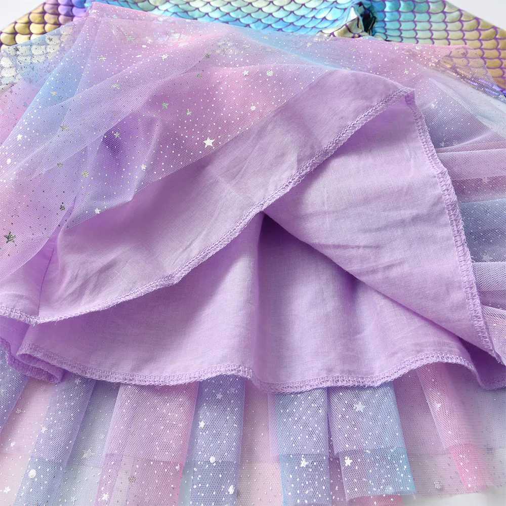 DXTON Childrens Princess Dress Girl Mermaid Printed Birthday Par Clothing Childrens Long Sleeve Tutu Dress Girl Clothing W250111