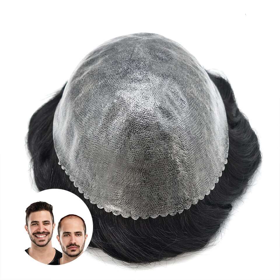 Injection Toupee For Men 0.12-0.14Mm Male Human Replacement System Skin PU Hairpiece Men's Hair Capillary Prothesis