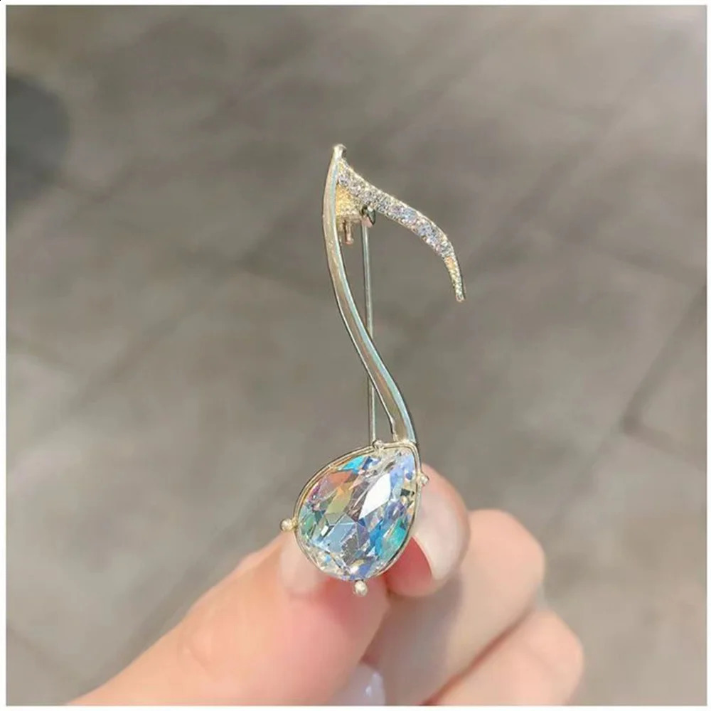 Elegant Musical Note Brooches for Women Fashion Crystal Brooch Pin Piano Notes Shape Musician Jewelry Gifts for Friends 250103