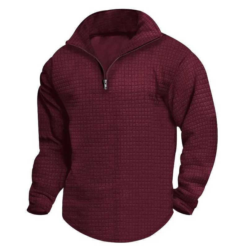 European and American Half Zipper Small Square Hoodie Mens Spring and Autumn Style Stand Collar Half Zipper W250110