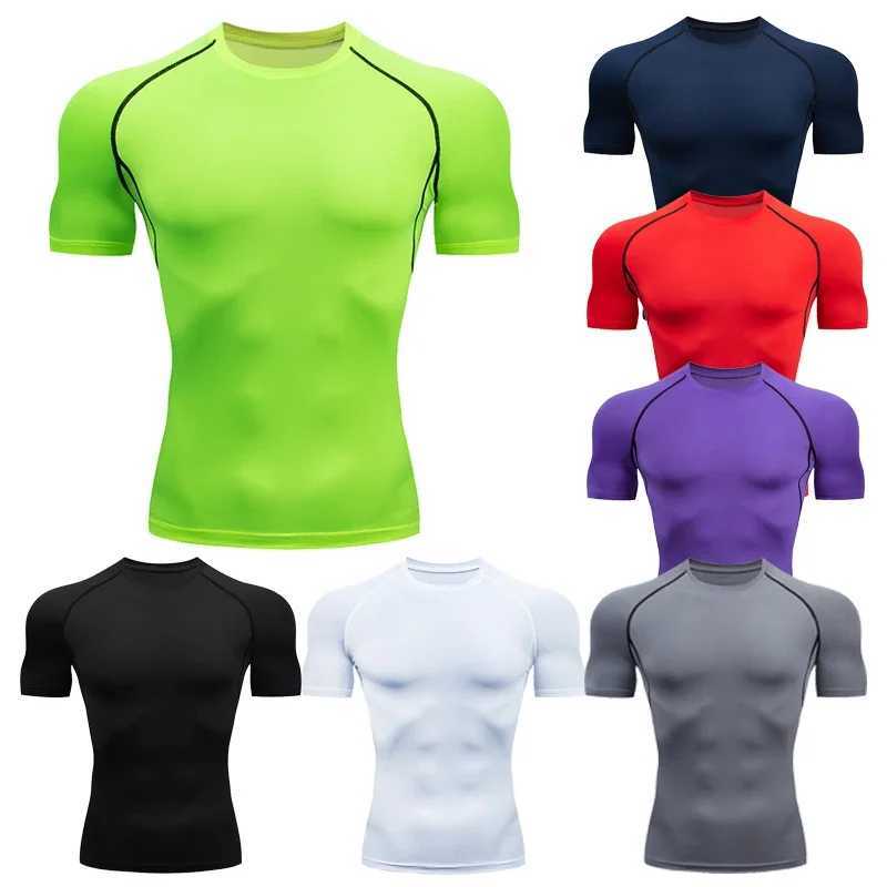 Rashguard Fitness T-shirt Mens Fitness Fast Drying Fitness Compression Shirt Running Exercise Mens Sports One layer Sportswear W250111