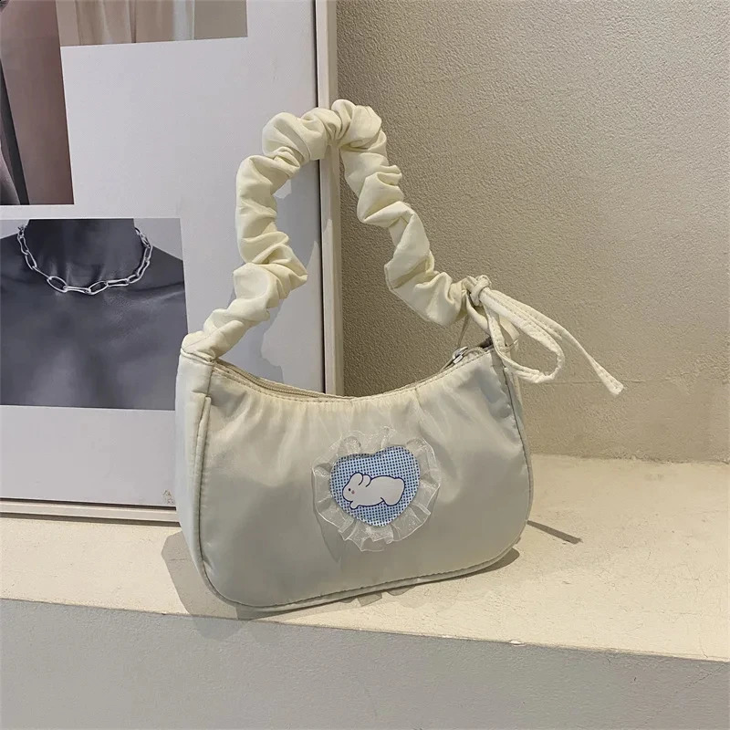 Pop Style Small Bag Autumn/Winter Korean Version Retro Pleated Carrying Armpit Bag Casual Lace Shoulder Bag 250106