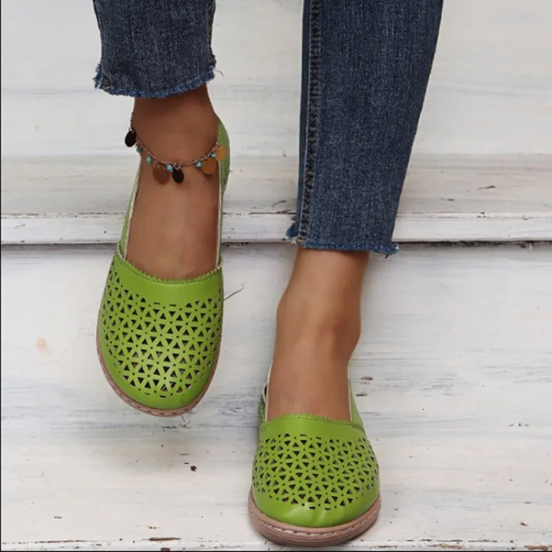 Womens Sandals 2024 Summer Handmade Ladies Shoes Leather Breathable Sandals Women Flats Retro Style Cusomized Support Slipper 250106