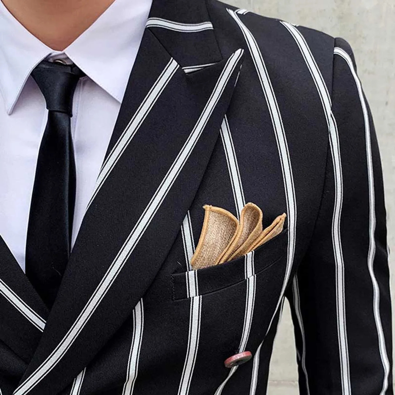 2 Piece Suit Slim Fit Mens Set Doublebreasted Wedding Groomman Pinstripe Notched Lapel For BlazerPants 250107Z