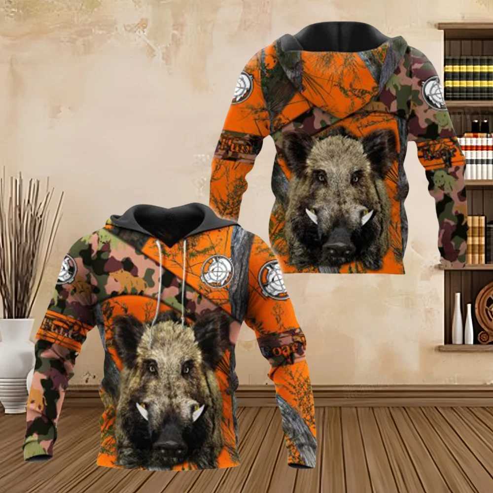 Mens Deer Hunting Sweatshirt Orange Camo 3D Printed Unisex Harajuku Kangaroo Pocket Casual Street Sweatshirt Pullover Hoodie W250110