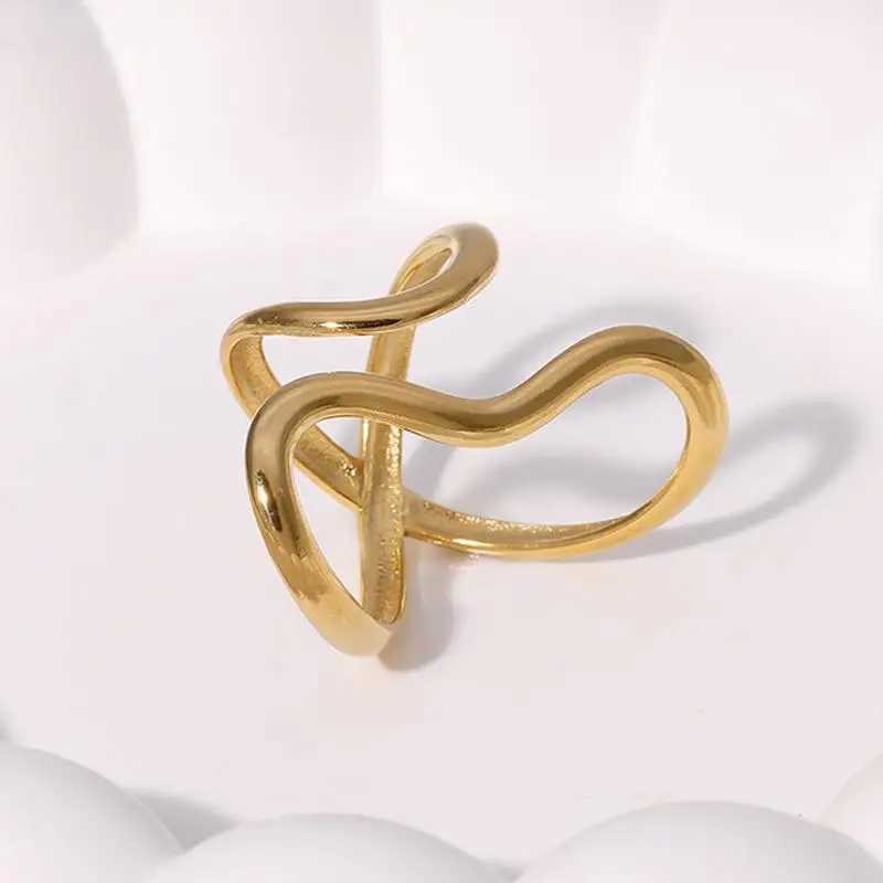 Stainl Steel Gold Color Rings for Women Men 2024 Colorfast Popular Party Personalized Exaggerated Charms Jewelry GiftsXJ250110