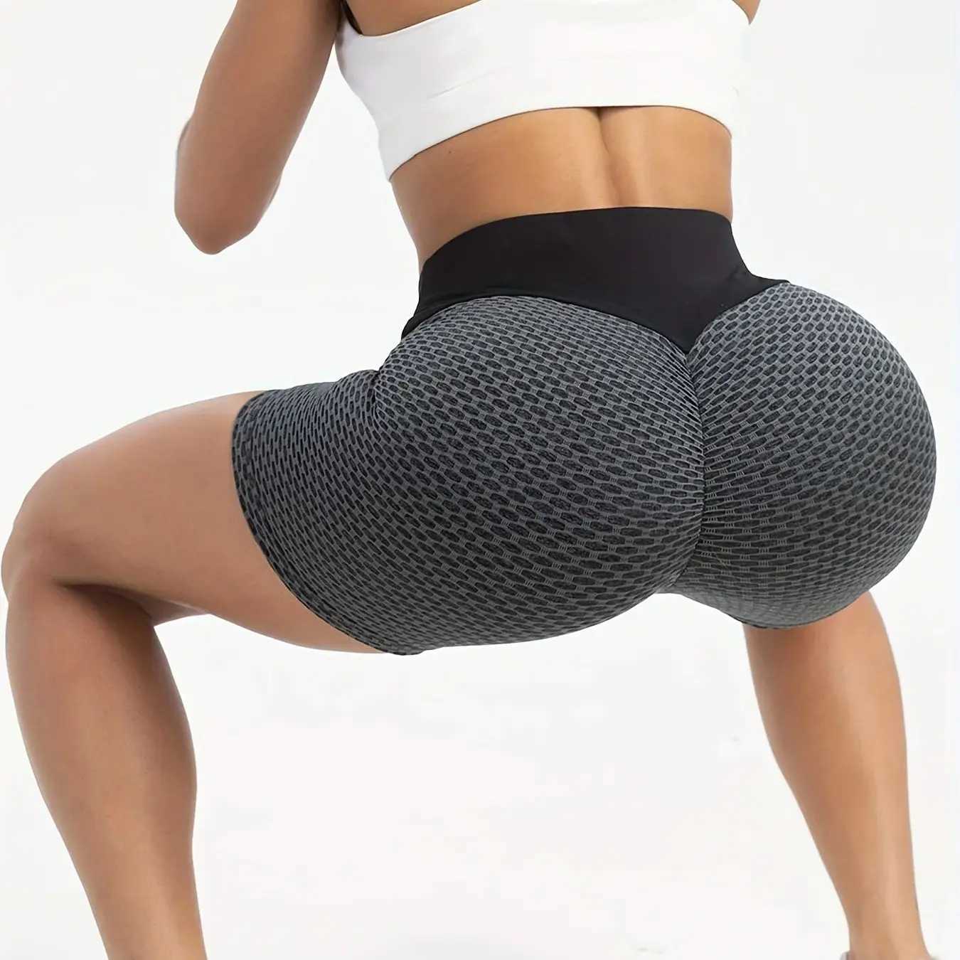 Honeycomb Workout Yoga Shorts For Women High Waist Running Biker Shorts Womens ActivewearXJ250111