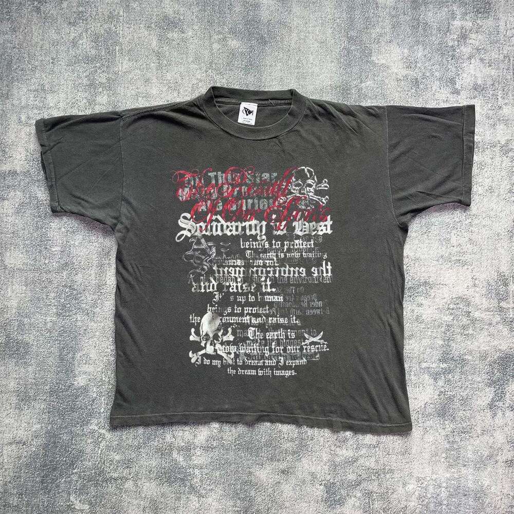 Inspiration lazy street style washable vintage letter printed loose trendy short sleeved T-shirt