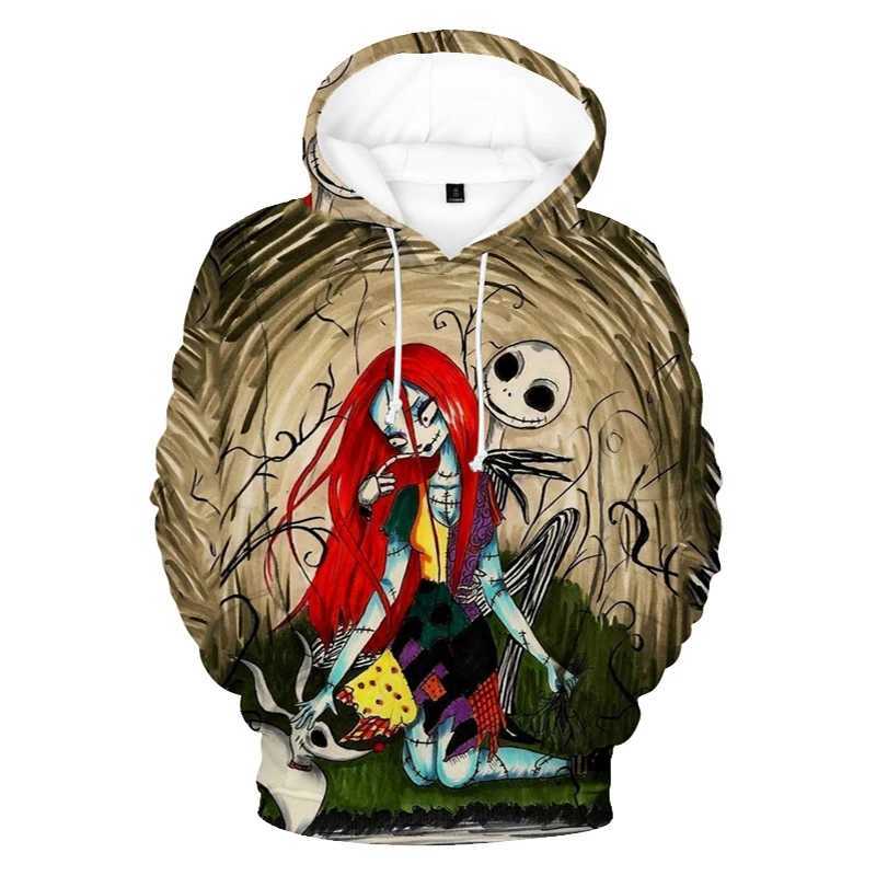 Mens Halloween sweatshirt mens Harajuku skull hooded clothing spring loose mens sweatshirt 3D printed cartoon sweatshirt W250110