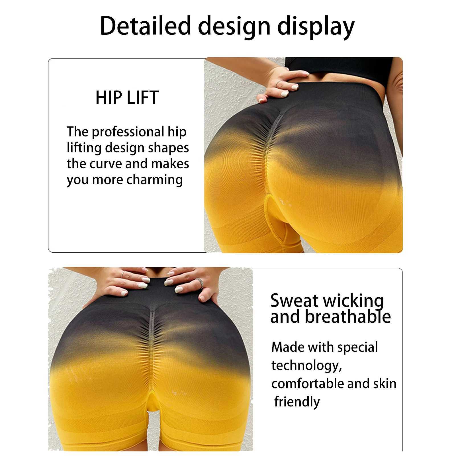 Womens Gradient Yoga Shorts High Waist Elastic Hip Lift Fitness Pants for Outdoor Fitness Training RunningXJ250111