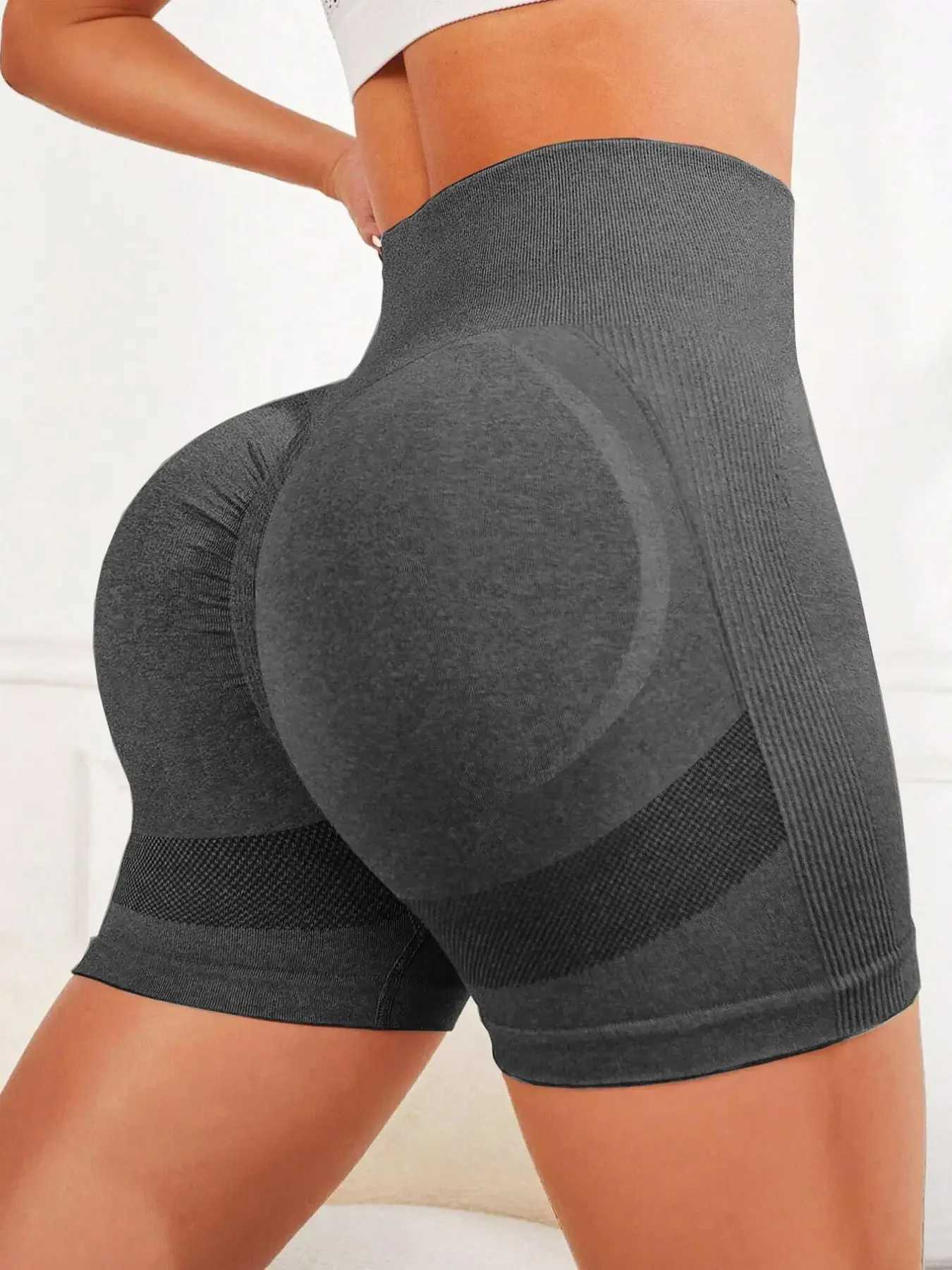 Womens Wideband Athletic Shorts Solid Color High Waist Cycling Shorts Womens ActivewearXJ250111