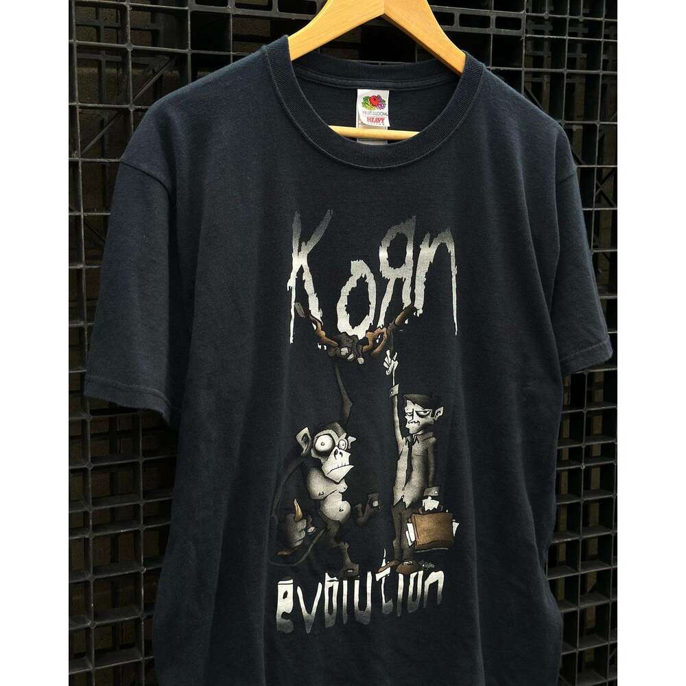 Korn Rock Band Relaxation Printed Top Summer Loose and Versatile Bottom Short Sleeve T-shirt Japanese Style
