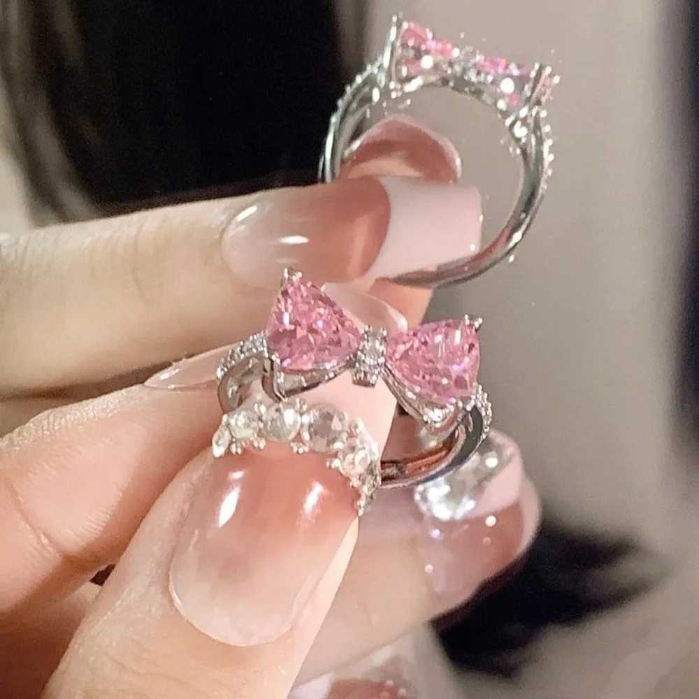 Fashion Bowknot Finger Rings Adjustable Bow Rings Jewelry Sweet Opening Ring OrnamentsXJ250110