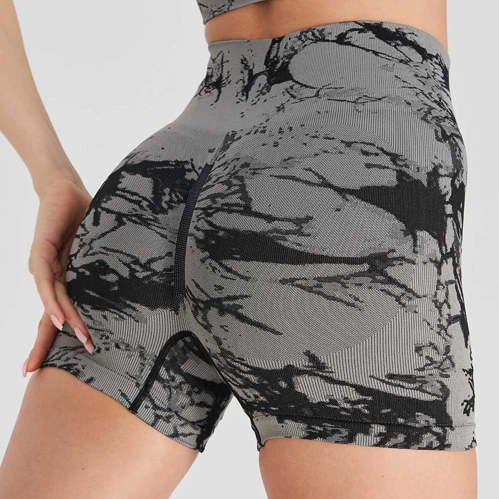 Seamless Elastic Push Up Yoga Shorts For Women High Waist Jacquard Weave Tie Dye Fitness Workout Sport Gym Cycling Tights SummerXJ250111