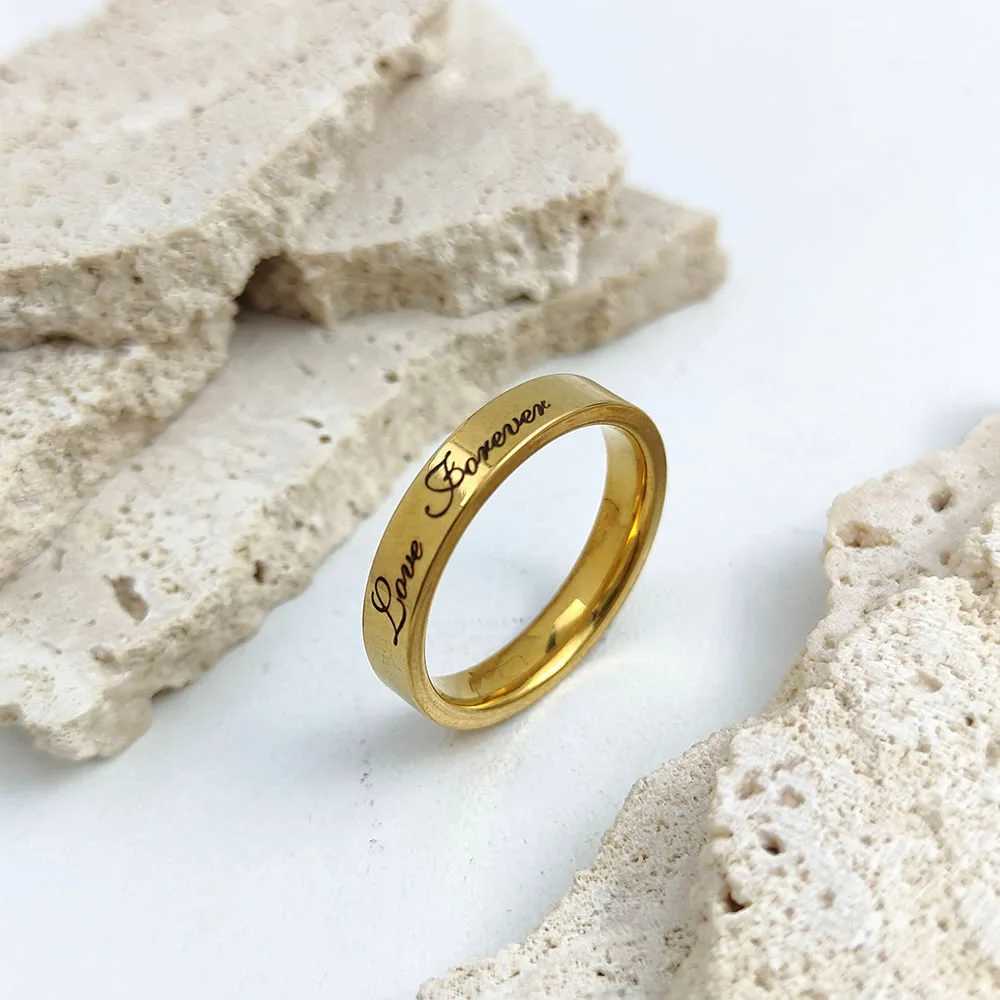 Stylish and charming stainl steel gold-plated mens ring simple true eternal womens ring wedding party jewelryXJ250110