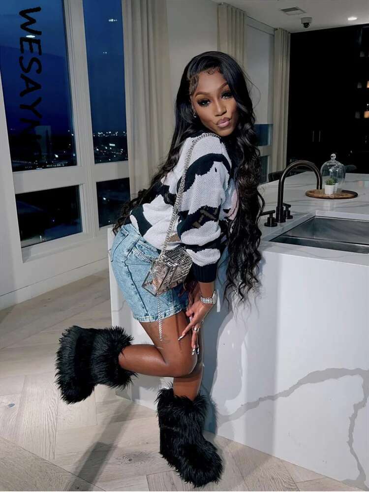 Wholesale Winter Sweaters For Women Y2k Clothes Top Long Sleeve Graphics Tees Knitting Black O-Neck Pullovers New In Knitwears