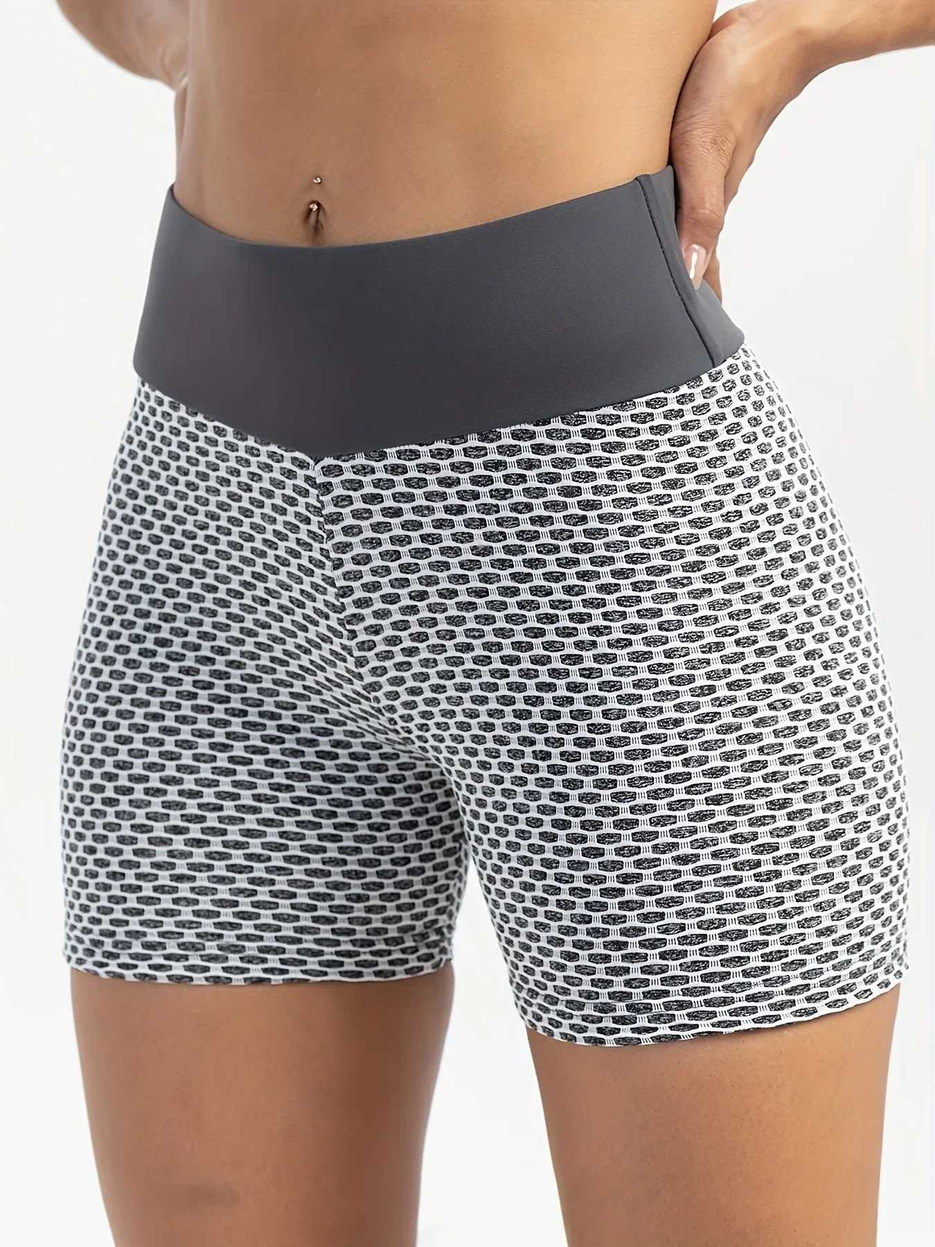 High Waist Breathable Yoga Shorts for Women - Workout Booty Honeycomb Design - Soft and Comfortable ActivewearXJ250111