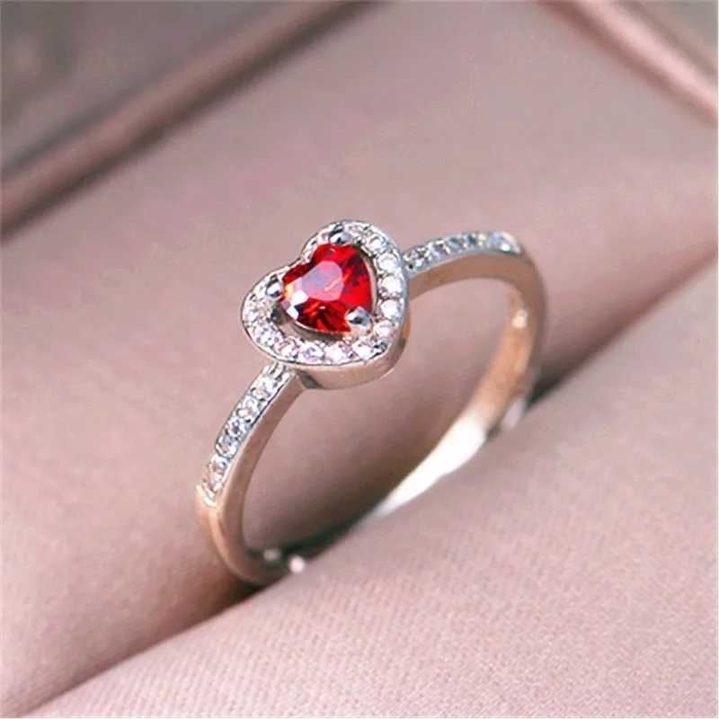 Red Heart Love Ring Necklace Charm Beads Suitable for Snake Chain Bracelet W250111