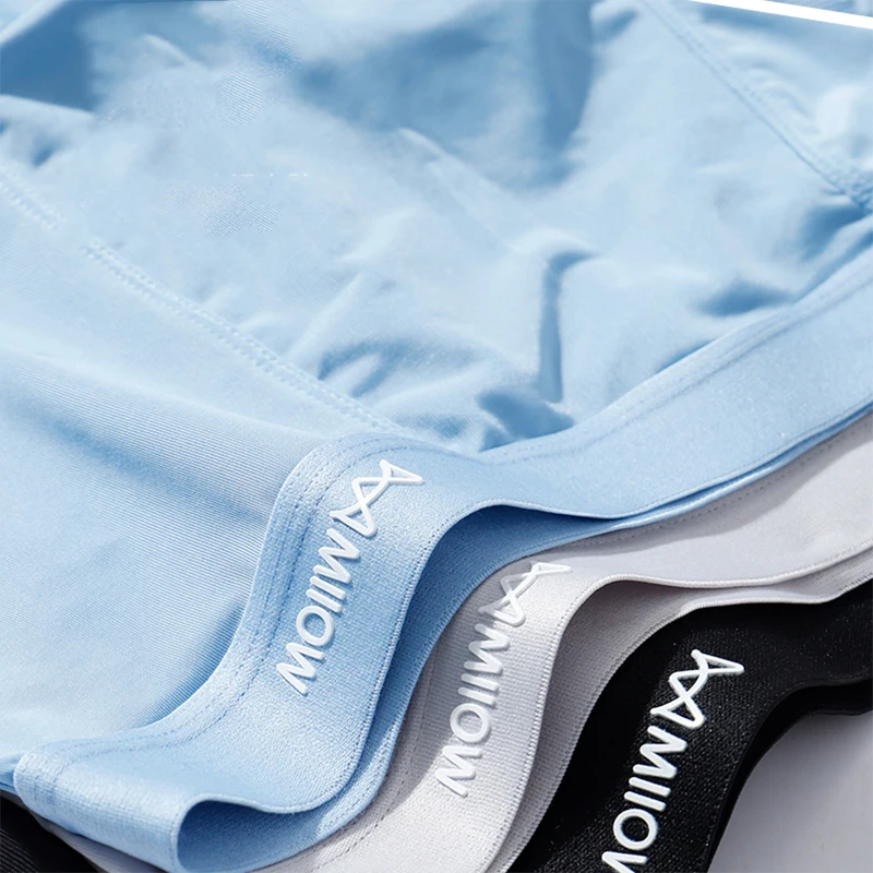 MiiOW 3Pcs Summer Thin Ice Silk Men Boxershorts Graphene Antibacterial Man Underwear Breathable Cool Men's Panties Boxershorts