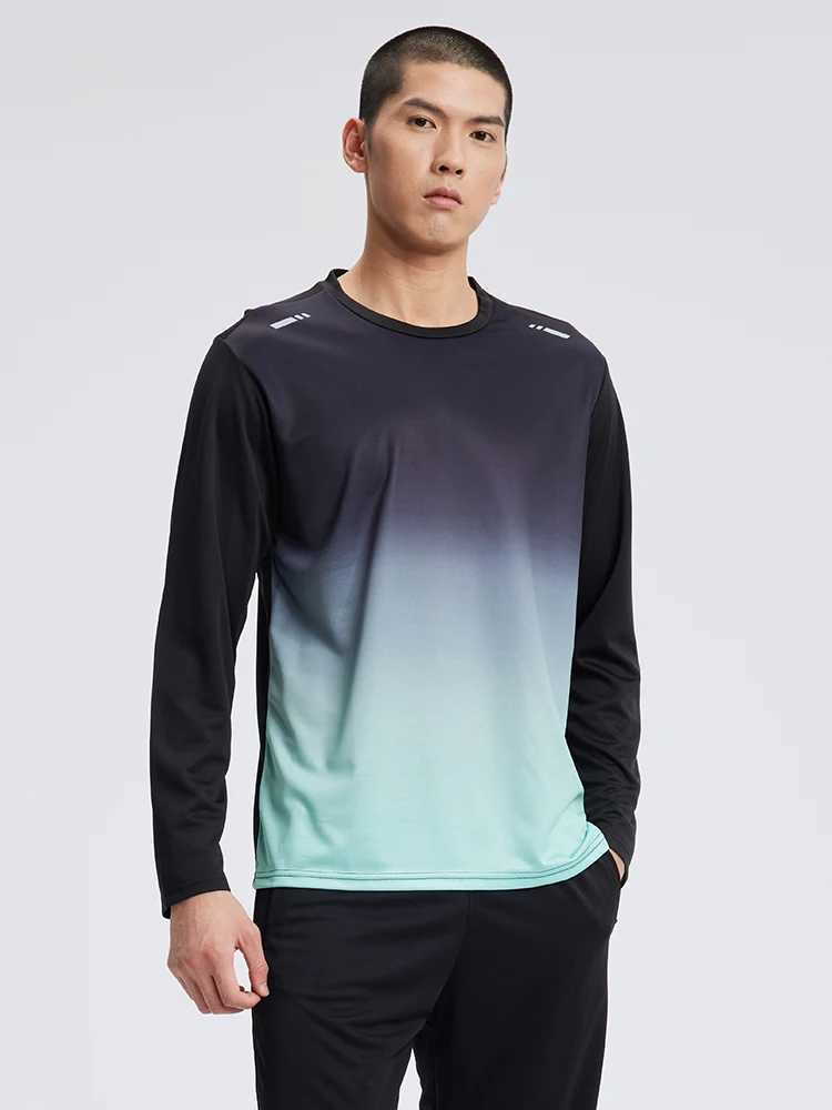 Sports T-shirt mens long sleep loose and fast drying casual running clothes for all seasons fitness top W250111