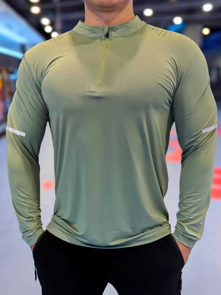 Autumn fitness clothing for men breathable and elastic ultra-thin fast drying running cycling training ultra-thin sports long sleeved T-shirt W250111