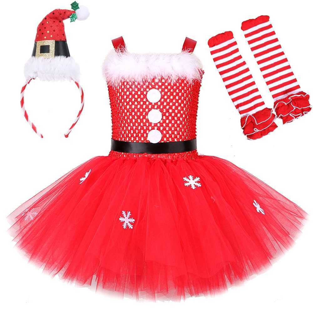 Red Santa Claus Girl Clothing Christmas Tutu Childrens Clothing New Year Carnival Fancy Clothing Childrens Christmas Par Clothing W250111