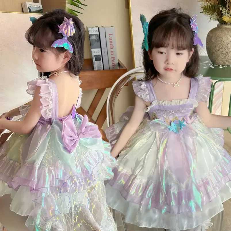 2025 Fashion Little Girl Mermaid Lolita Princess Baby Bow Suspension Summer New Dress W250111