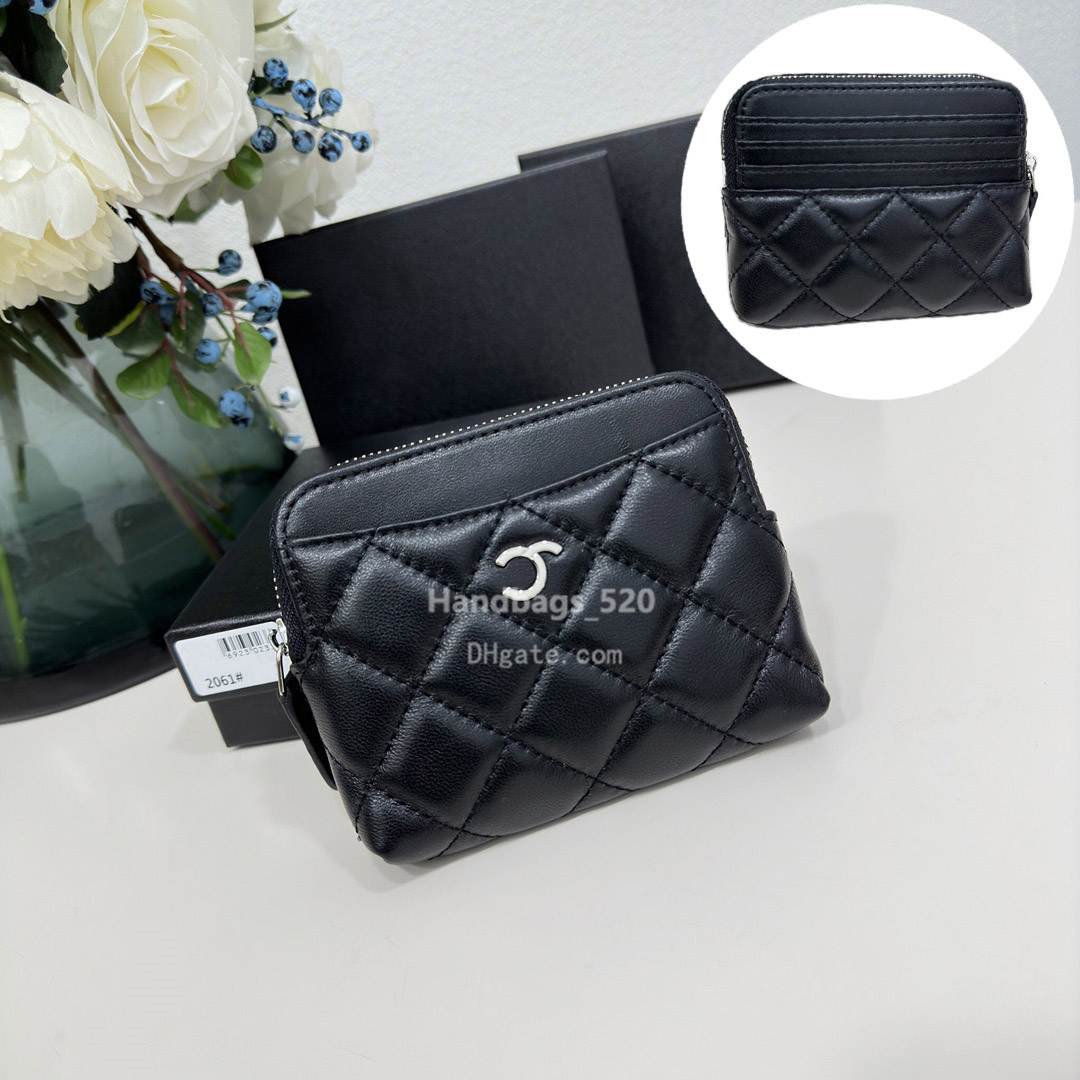 Classic Women Mini Wallets Card Holders Black Genuine Leather Zipper Coin Purse Brand Design Mini Female Purses