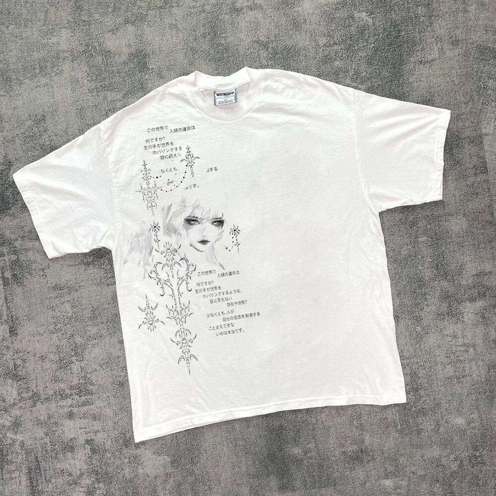 Inspiration: American style vintage hand-painted printed short T-shirt, street trend, versatile, genderless, half sleeved