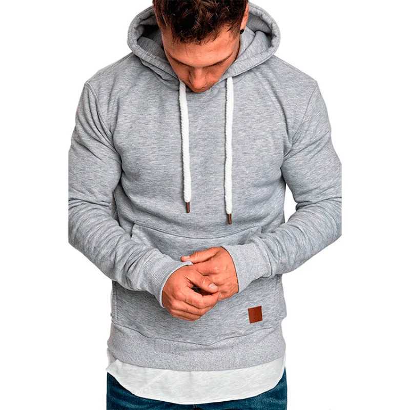 New spring and autumn streetwear fashion mens solid color hooded sweatshirt casual loose wool jacket W250110