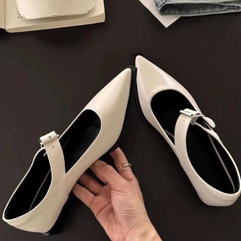 2024 Fashion Summer Elegant Pointed Heels Casual Low Heel Block Women's Sandals Mary Jane Shoes