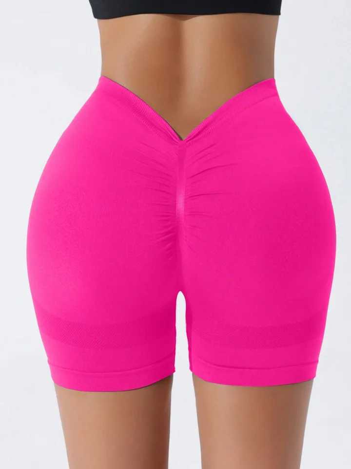Seamless High Waisted Yoga Shorts From Europe And America Waist Tightening And Hip Lifting Fitness Pants Rear V-WaistXJ250111