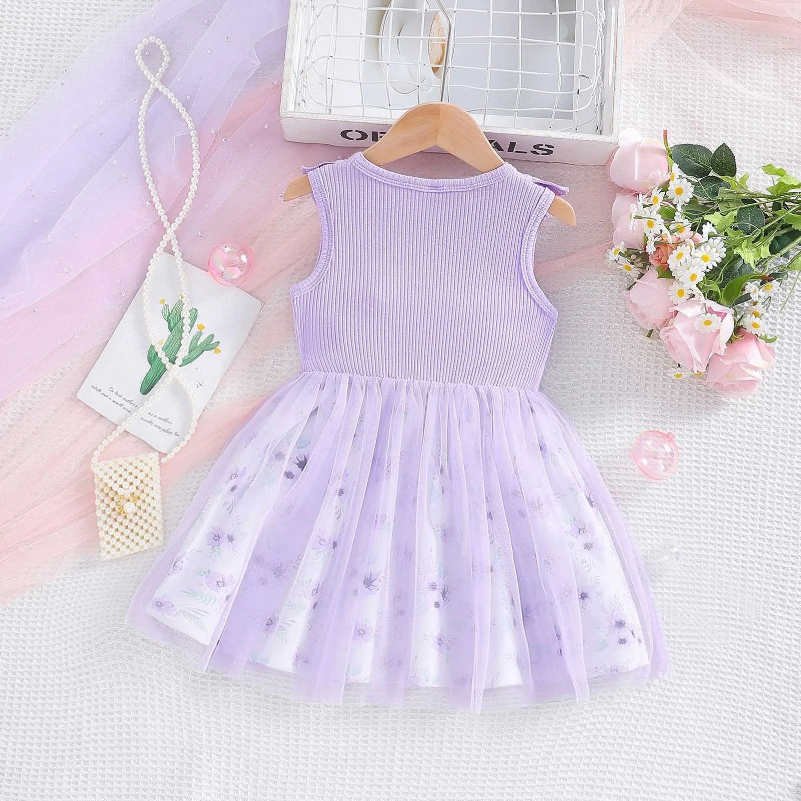 2025 New Womens Sleeveless Childrens Clothing Summer Princess Dress Par Baby Dress Childrens Clothing Flower 1-6Y W250111