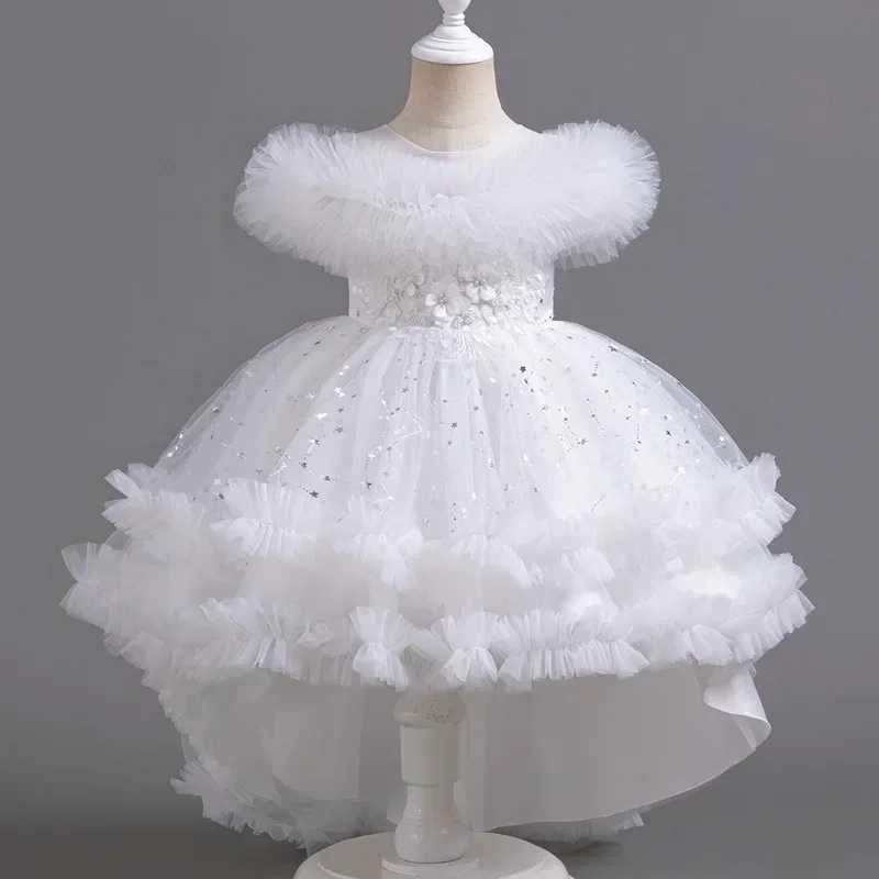 Summer Childrens Princess Dress Sleeveless Lace Flower Girl Wedding Dress for Wedding Fashion Childrens Girl Par Dress 3-12 Years W250111