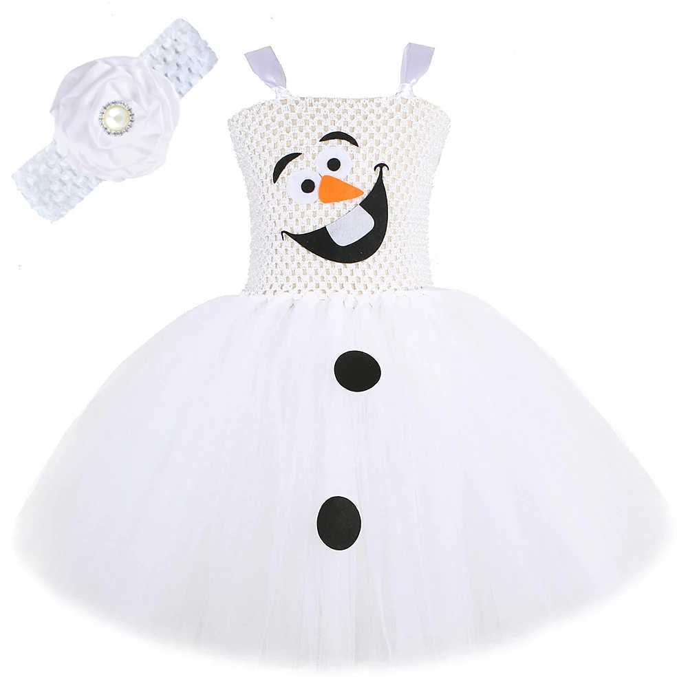 White snowman Olaf Tutu baby girl Christmas holiday costume Childrens carnival Halloween costume Childrens New Year costume W250111