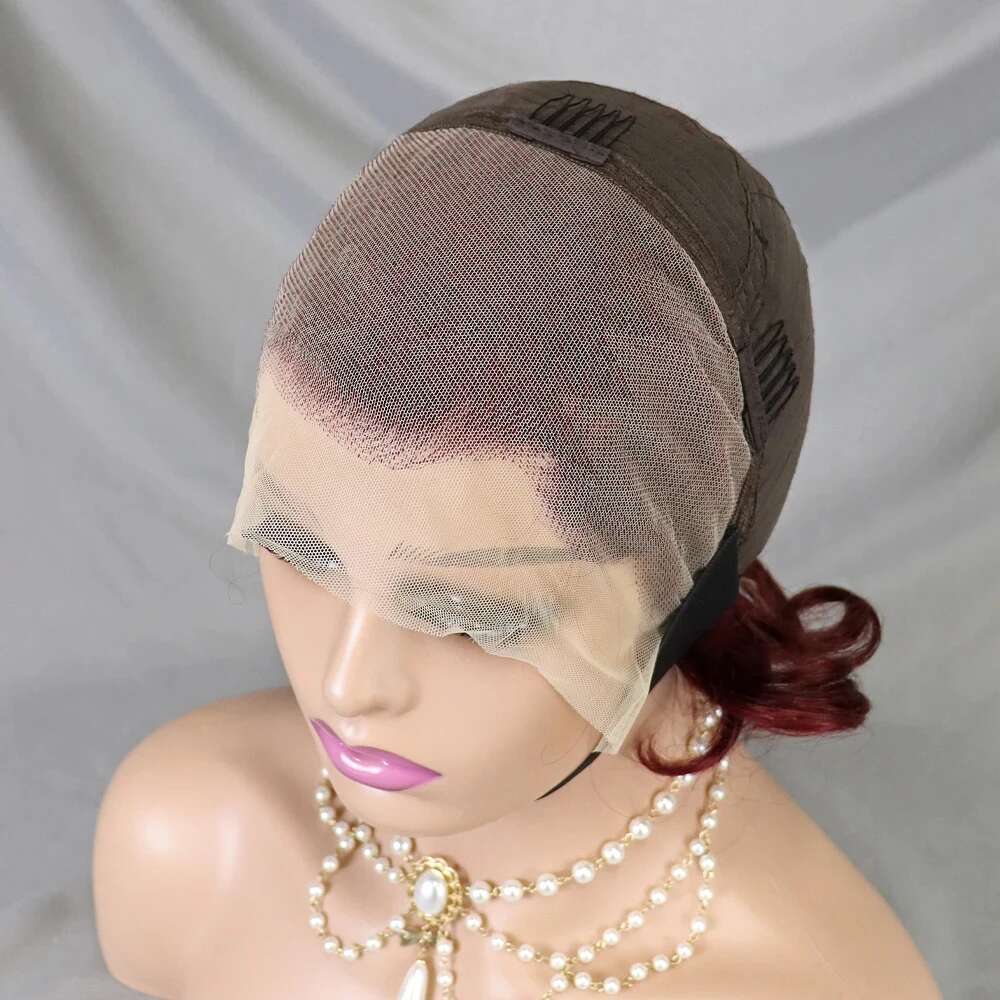 Natural Bouncy Curly Human Hair Wigs Short E Cut Bob 13X4 Transparent Full Lace Frontal Wig For Black Women Preplucked