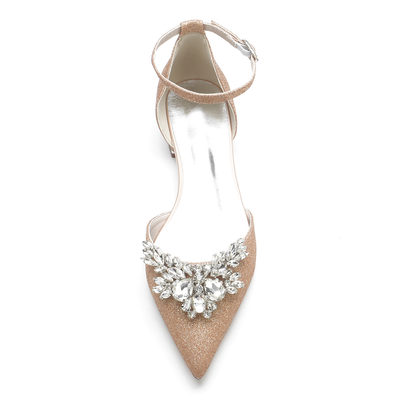 Sequin Flat Heel Pointed Dia Wedding Bridal Shoes