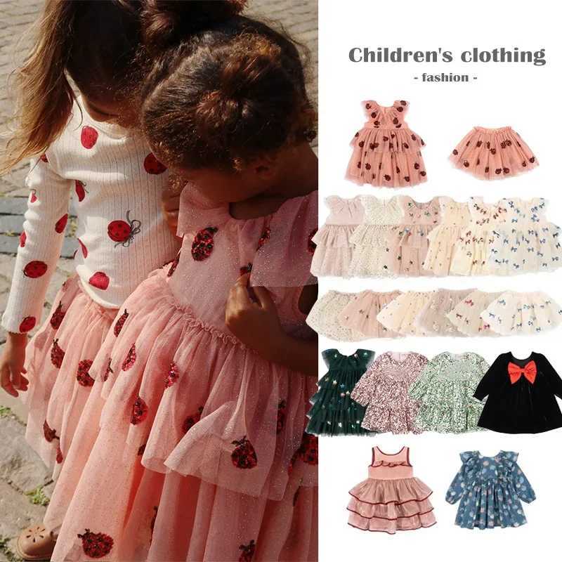 2024 New Girl Par Dress KS Mesh Glitter Christmas Dress Girl Princess Dress Tutu Skirts Casual Dress Childrens Clothing W250111