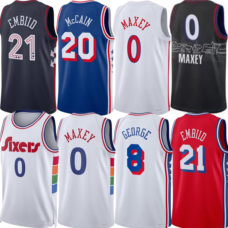 Custom City Basketball Jerseys Tyrese Maxey Jared McCain Paull George Joell Embiid Kelly Oubre Guerschon Yabusele Andre Drummond Allen Iverson Kylee Lowry Jersey