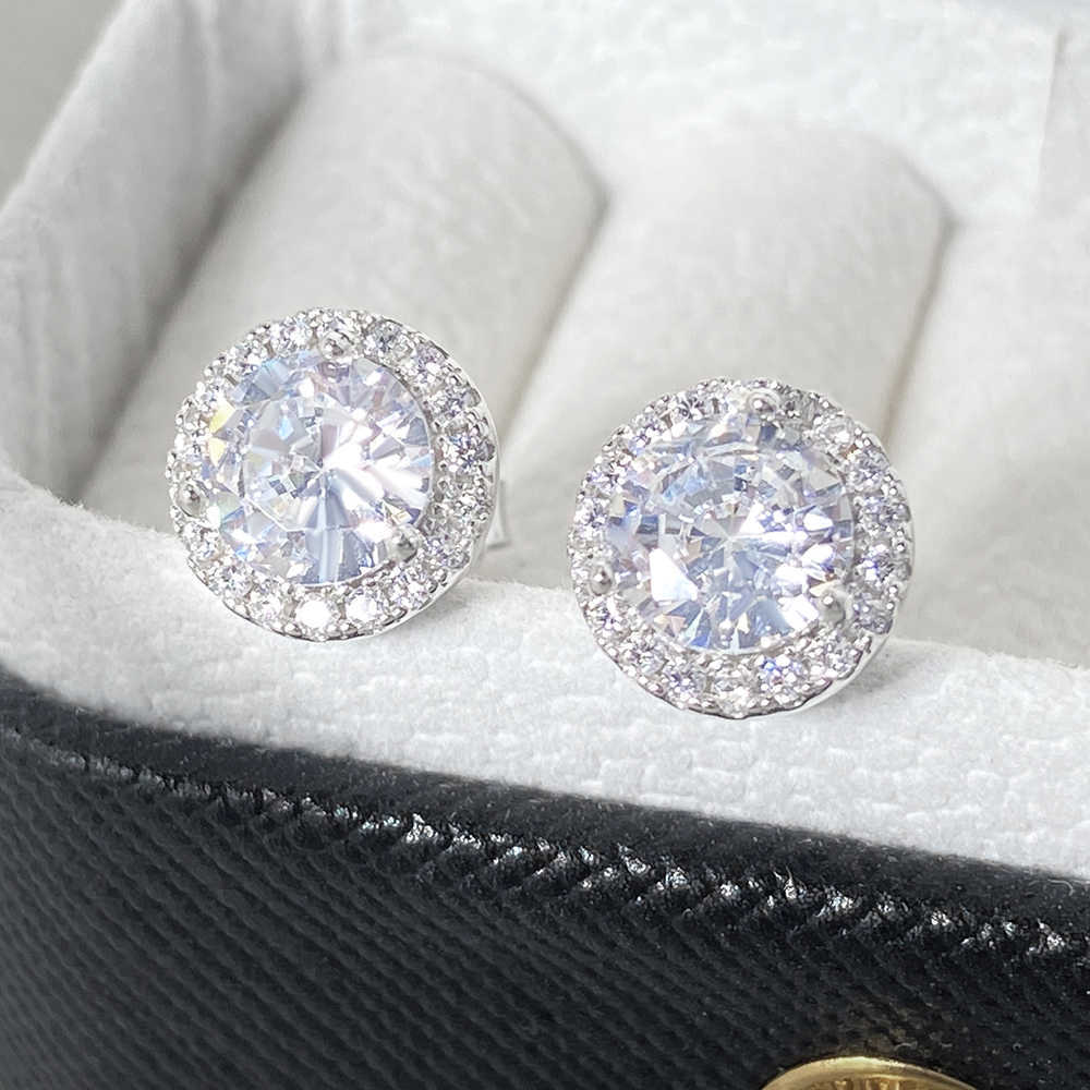 foxi hot selling S925 silver clear cz stud earrings high quality 100% 925 sterling silver stud earrings for women