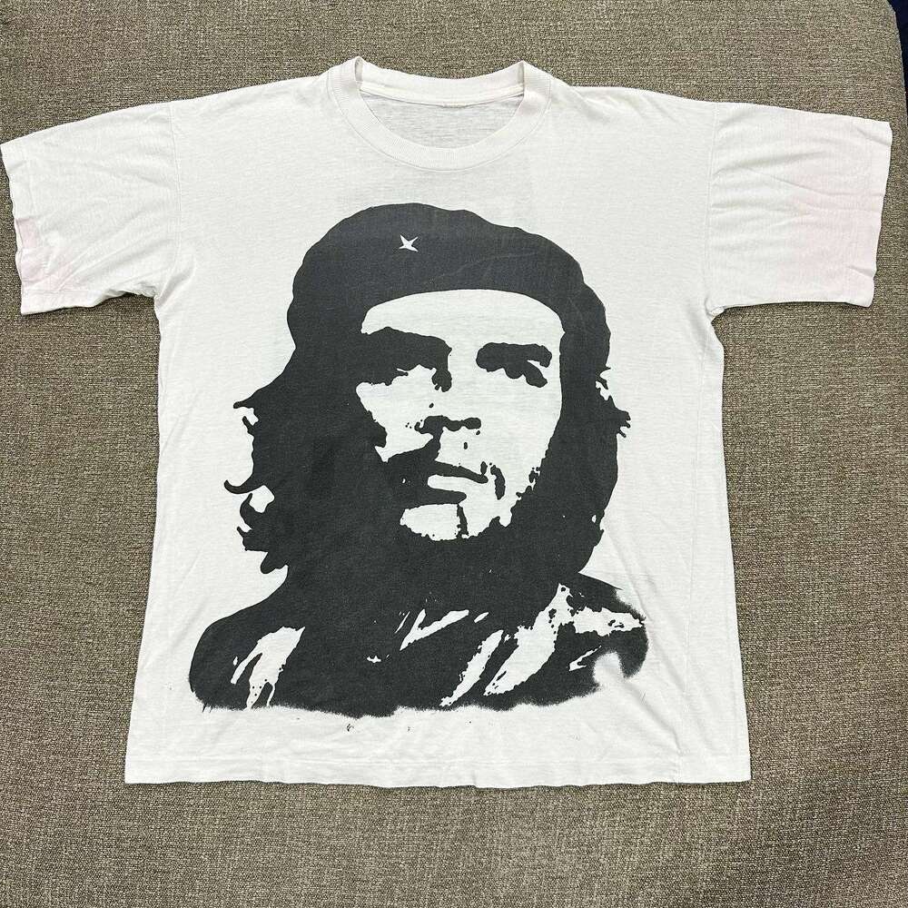 Artistic rock Che Guevara printed round neck short sleeved nostalgic T-shirt top for men