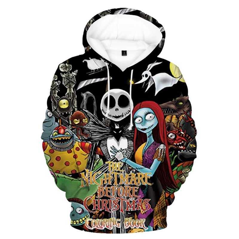 Mens Halloween sweatshirt mens Harajuku skull hooded clothing spring loose mens sweatshirt 3D printed cartoon sweatshirt W250110