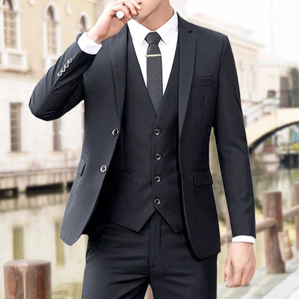 3-piece tie clip black bar shirt Busin set mens regular classic W250111