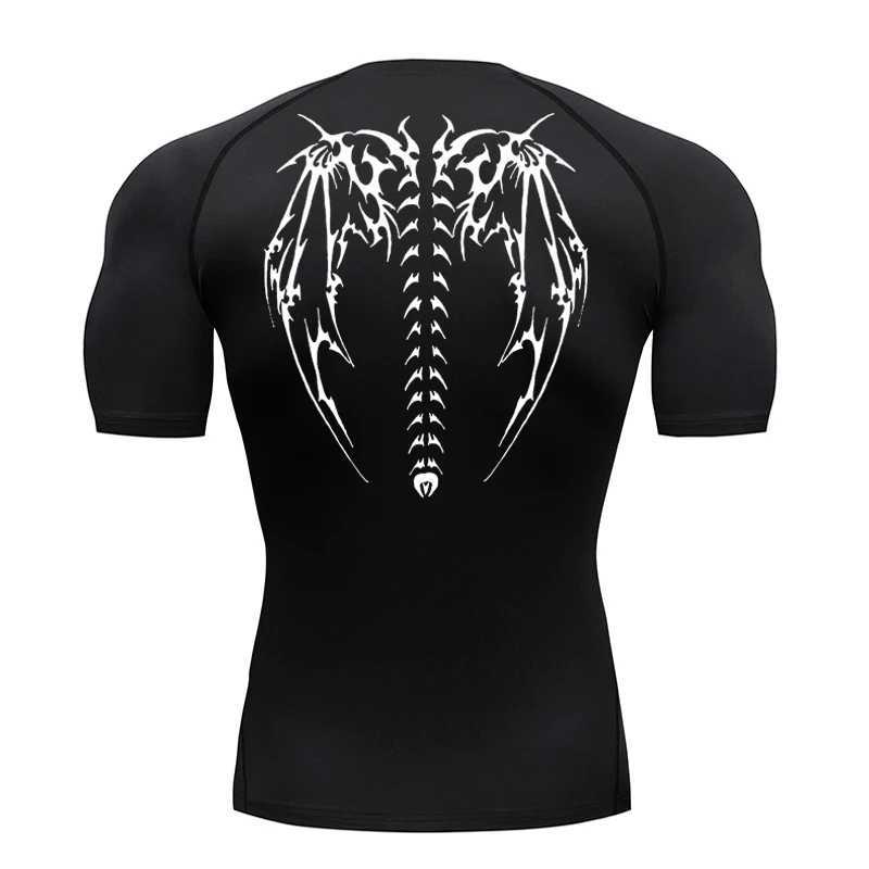New mens compression long sleeved black gym exercise T-shirt quick drying breathable T-shirt fitness training track top S-3XL W250111