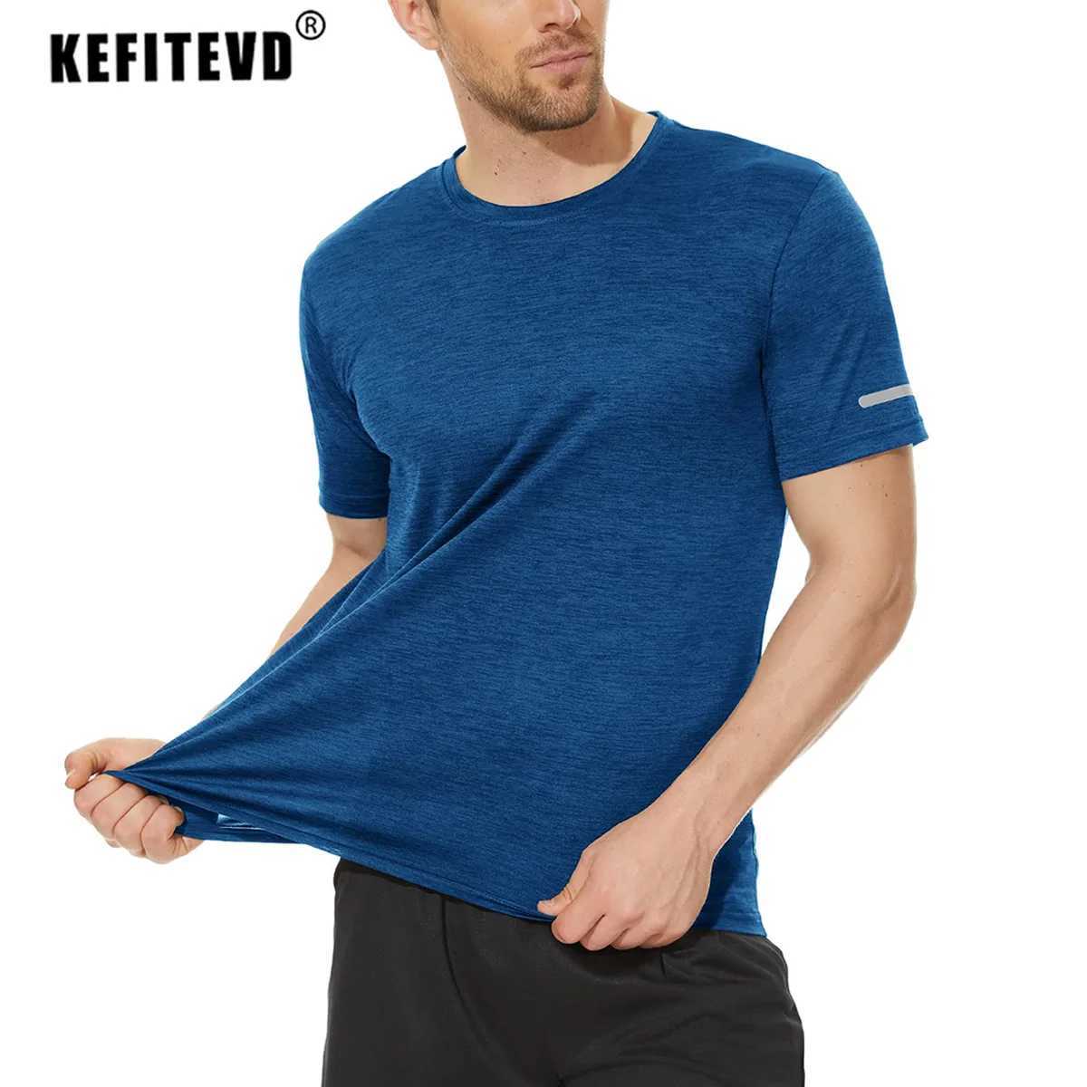 KEFITEVD mens short sleeved T-shirt quick drying sports shirt casual exercise and fitness shirt training running and jogging T-shirt W250111