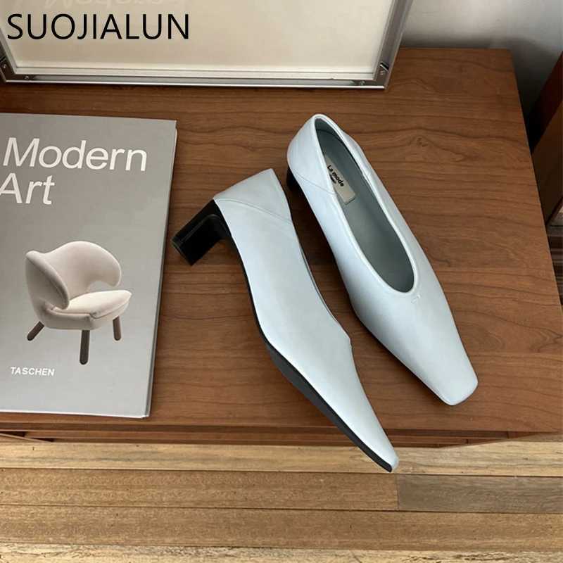 New Arrival SUOJIALU Autumn Womens Pump Shoes Fashion Shallow Smooth Womens Eelgant Single Shoes Square High Heels Outdoor Dress Pump T250110