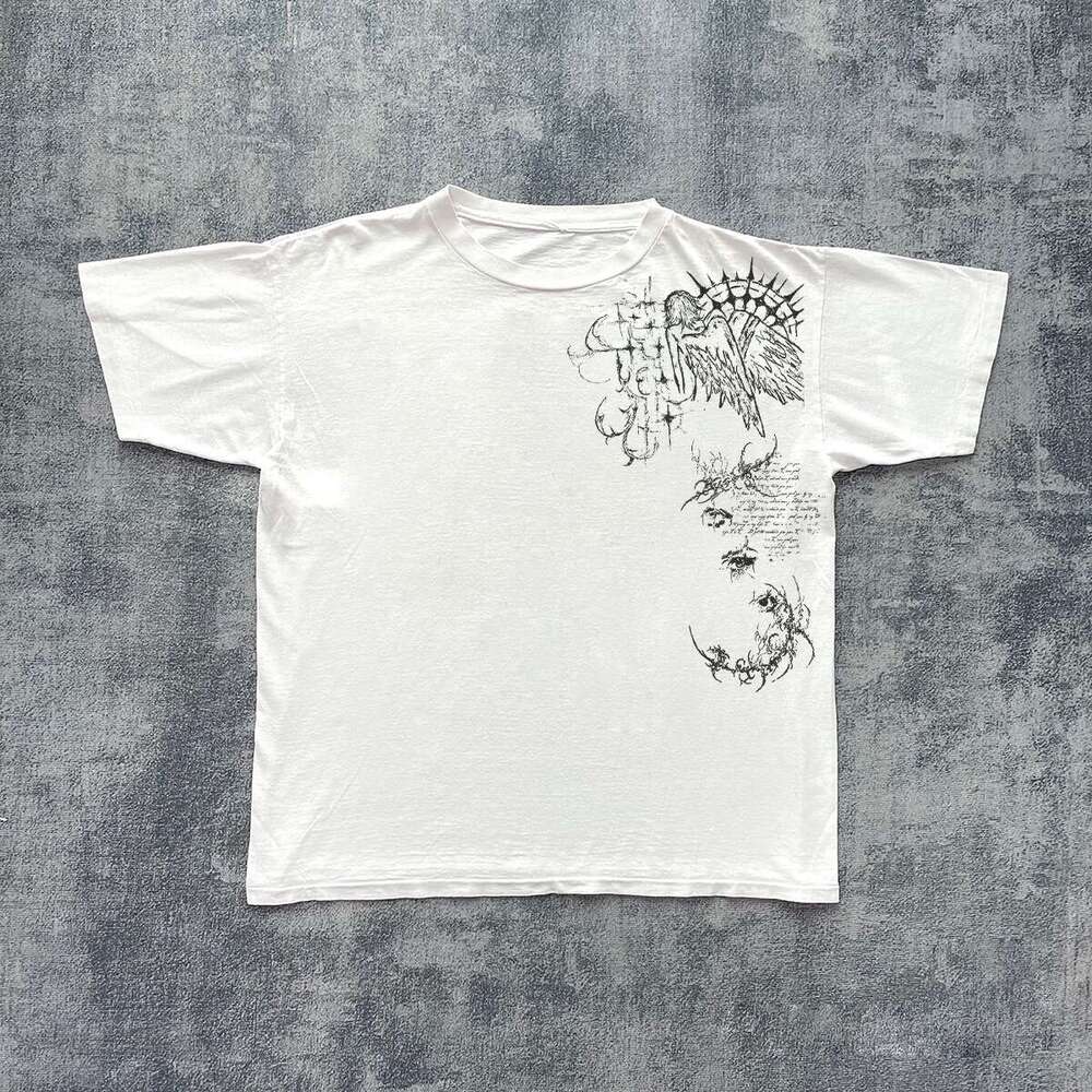 Inspiration Washed Non collision Shirt Summer Trendy Rascal Style T-shirt Printed Short Sleeve Top