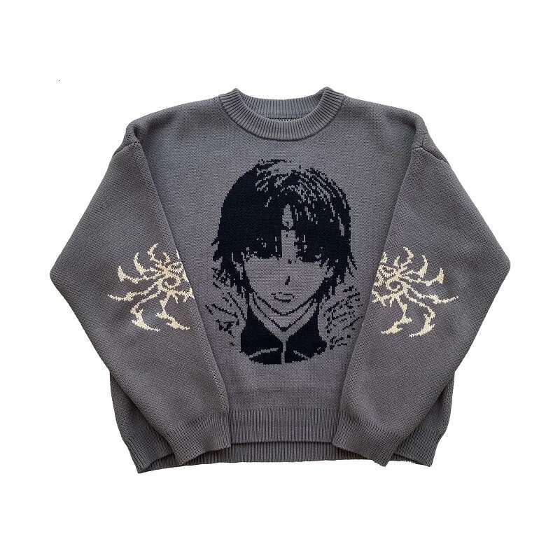 Y2k Hip Hop Pullover Oversized Knitted Anime Graphic Goth Vintage Women Sweater Haruku Punk 2024 Autumn Japan Style Streetwear