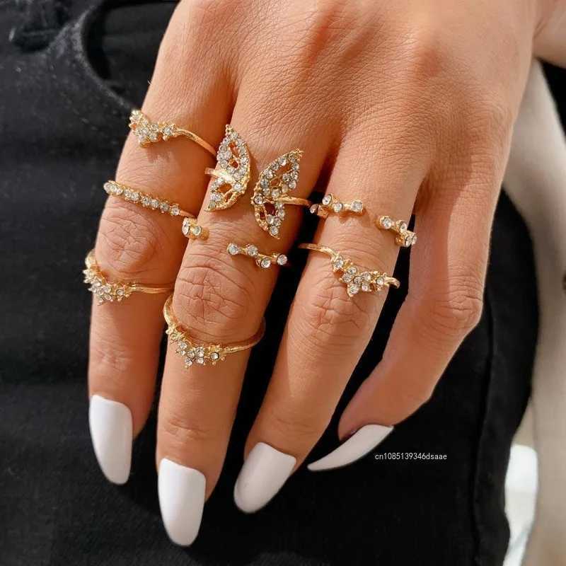 8pcs/set Stainl Steel Rings New Tren Simpler Geometric Fashion Vintage Fine Adjustable Open Rings for Women Jewelry WeddingXJ250110